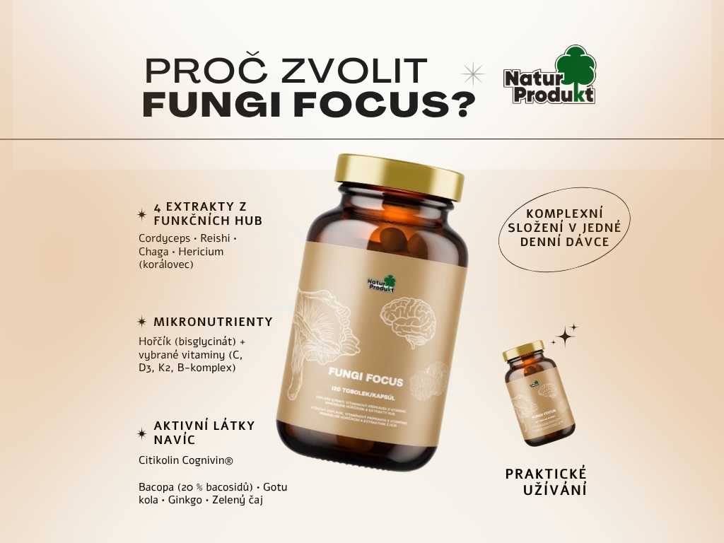 Fungi Focus Huby a Neuro Podpora (Landscape)